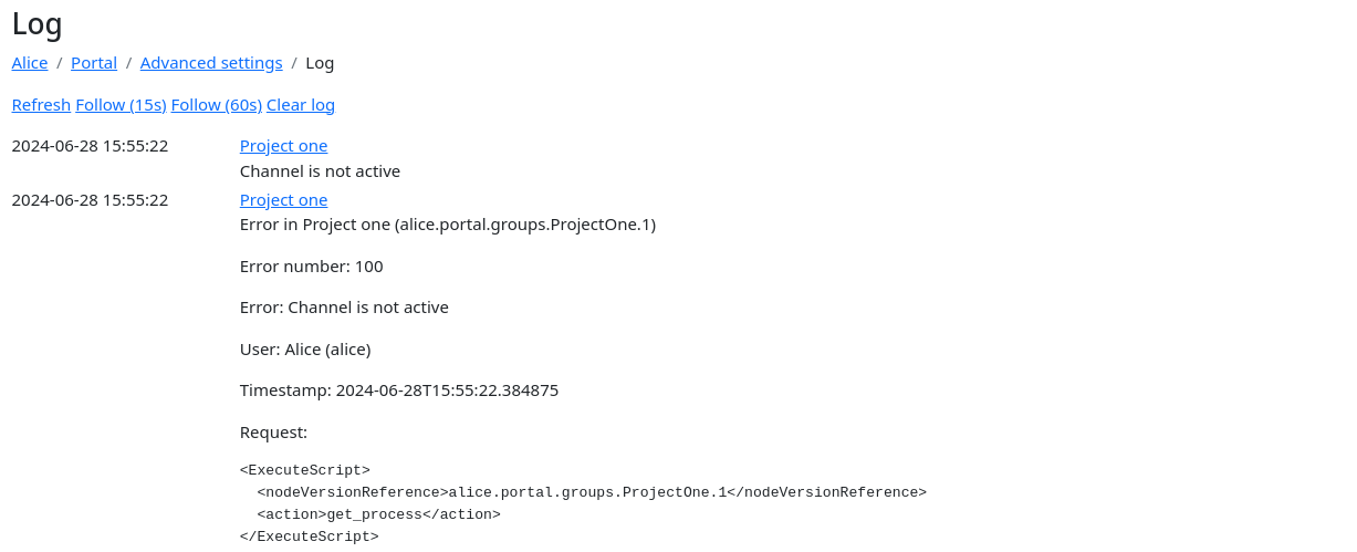 Portal log